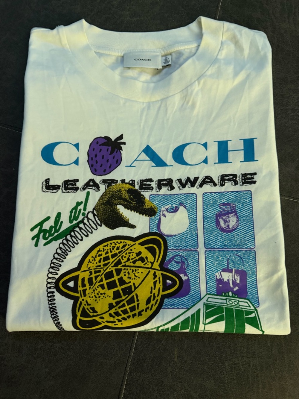 Coach White Crewneck Tee with Black Logo